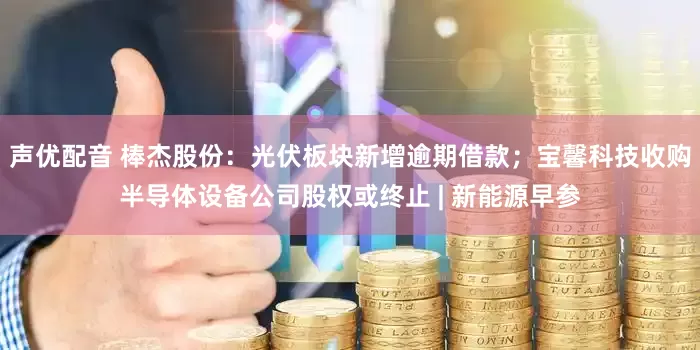 声优配音 棒杰股份：光伏板块新增逾期借款；宝馨科技收购半导体设备公司股权或终止 | 新能源早参