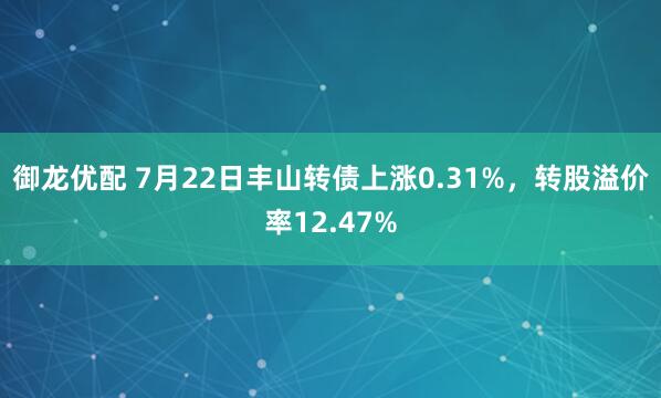 御龙优配 7月22日丰山转债上涨0.31%，转股溢价率12.47%