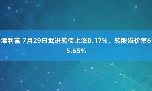 添利富 7月29日武进转债上涨0.17%，转股溢价率65.65%